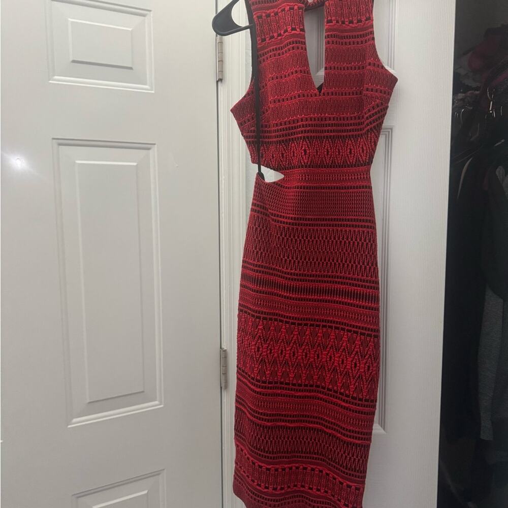 027 Bebe size S Red Sleeveless Cut Out Dress